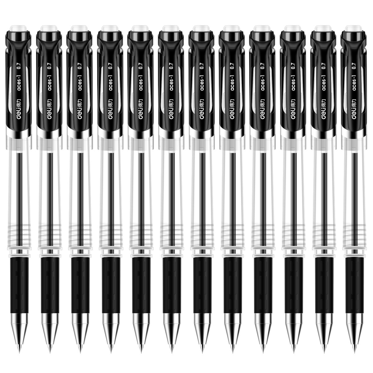 得力(deli)0.7mm经典中性笔水笔签字笔 12支/盒黑色S20