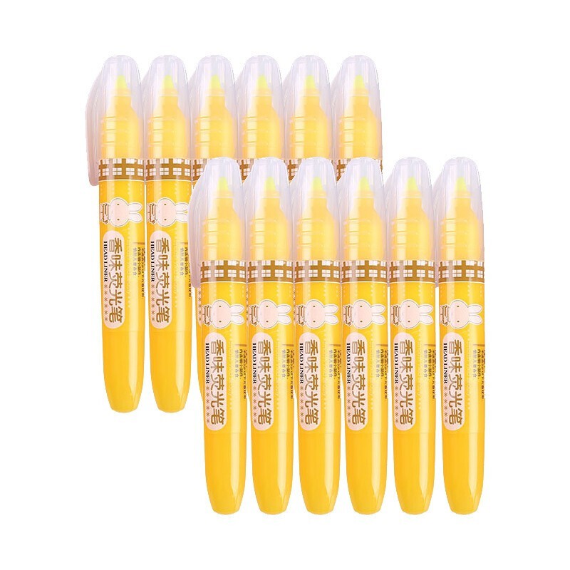 晨光（M&G）FHM21003 荧光笔 米菲香味 斜头 大容量 12支装 黄色
