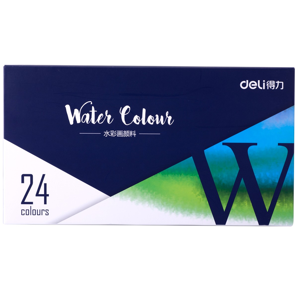 得力（deli）73852 美术绘画24色水彩颜料 盒装