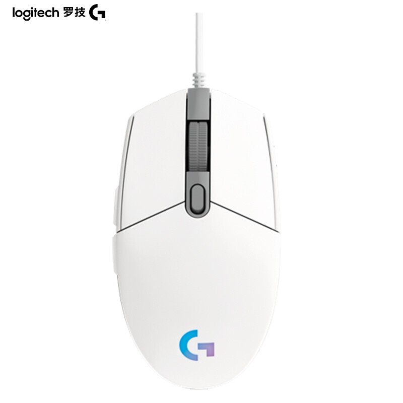 罗技（Logitech）G102 游戏鼠标 白色 RGB鼠标 吃鸡鼠标 绝地求生 轻量化设计