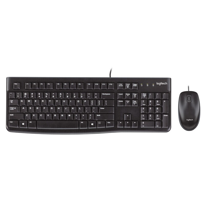 罗技（Logitech）MK120 键鼠套装 有线鼠标键盘套装 办公键鼠 电脑笔记本键盘 全尺寸 黑色