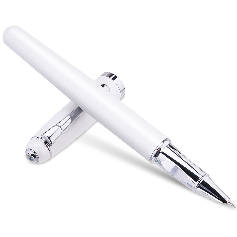 得力（deli）S270 金属钢笔(白色)(1支/盒) EF暗尖胖达矫姿钢笔 正姿笔 签字笔金属学生练字墨水笔