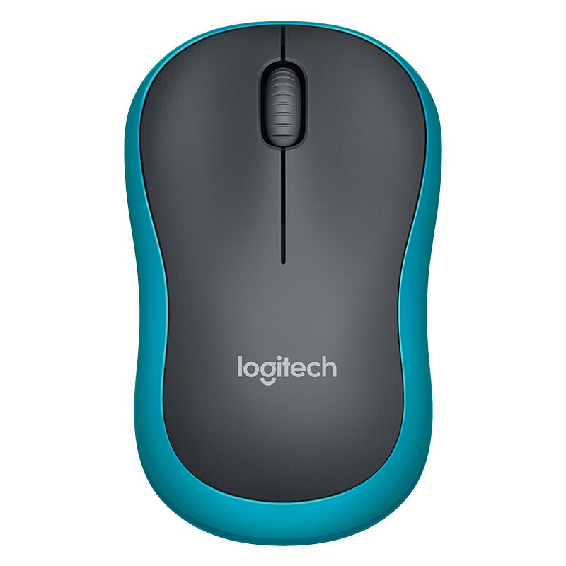 罗技（Logitech）M185 鼠标 无线鼠标 办公鼠标 对称鼠标 灰色蓝边 带无线2.4G接收器