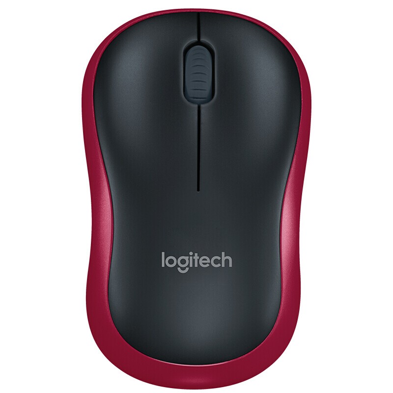 罗技（Logitech）M185 鼠标 无线鼠标 办公鼠标 对称鼠标 灰色红边 带无线2.4G接收器