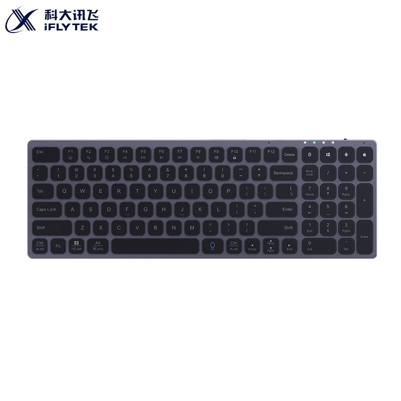 科大讯飞 K710 智能键盘 无线蓝牙键盘 语音输入控制键盘 支持离线输入 多系统兼容 铝合金设计 双区全尺寸