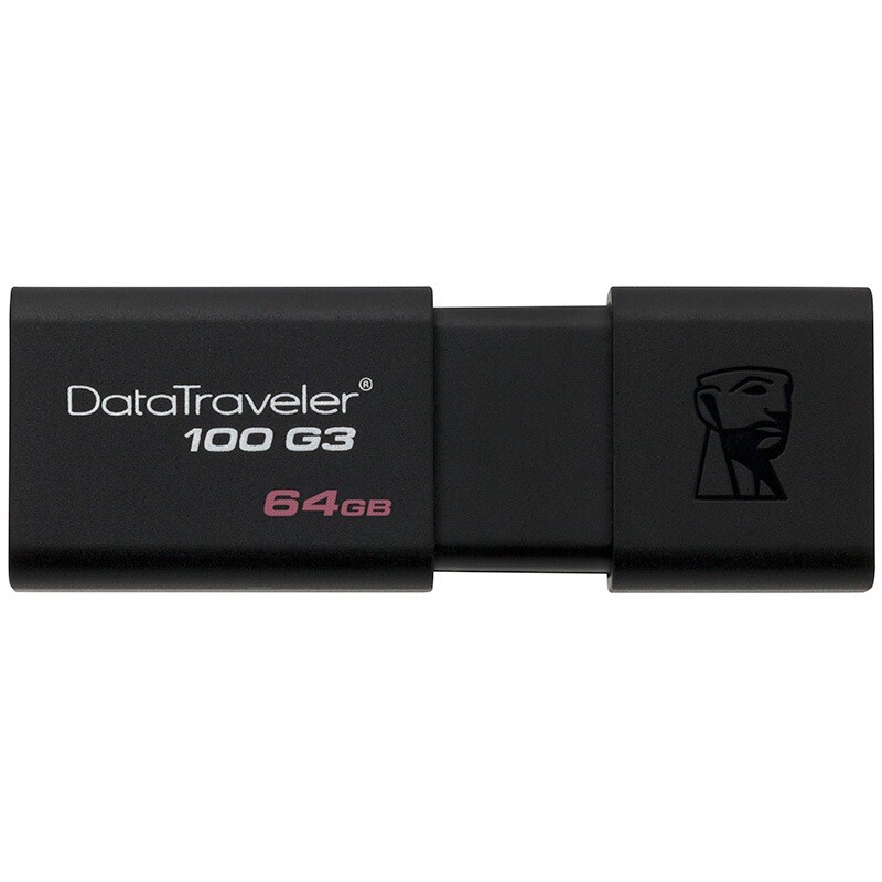 金士顿（Kingston）DT100G3 64GB USB3.0 U盘 黑色 滑盖设计 时尚便利