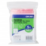 得力3024自封袋(透明)-5号(100个/包)140ｘ100mm0.04mm（5包）